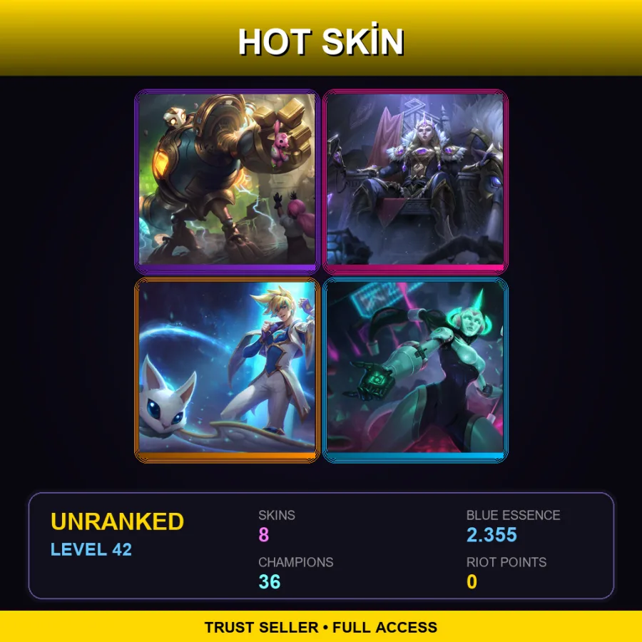 EUW | Lv42 | Unranked | 8 Skin | 36 Champ