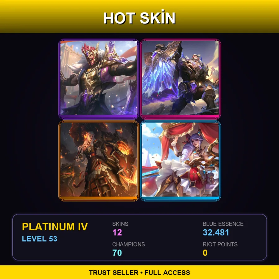 EUNE | Lv53 | Platinum IV | 12 Skin | 70 Champ