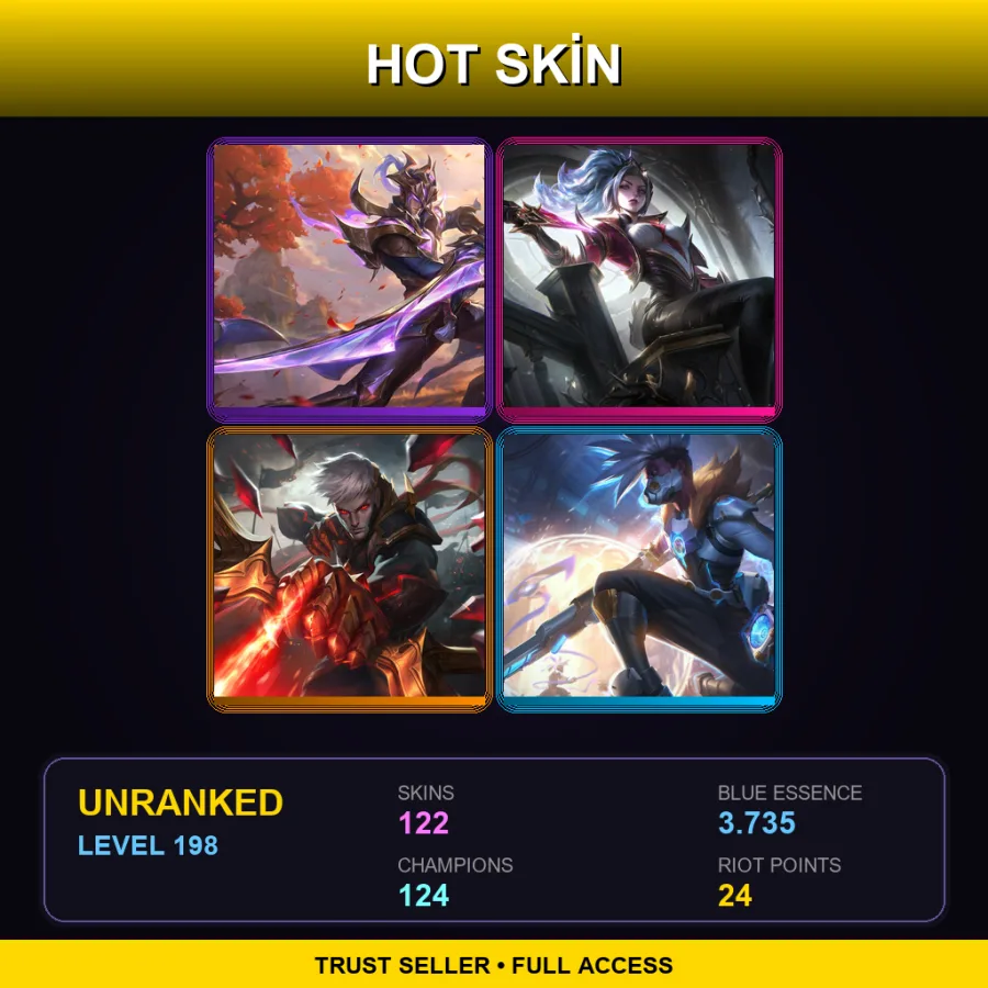 TR | Lv198 | Unranked | 122 Skin | 124 Champ — LoL account