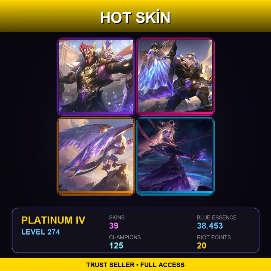 EUW | Lv274 | Platinum IV | 39 Skin | 125 Champ