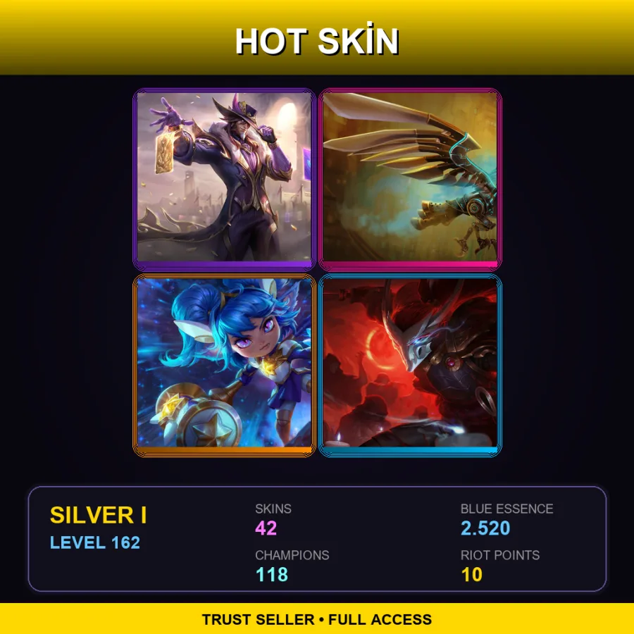 EUNE | Lv162 | Silver I | 42 Skin | 118 Champ — LoL account