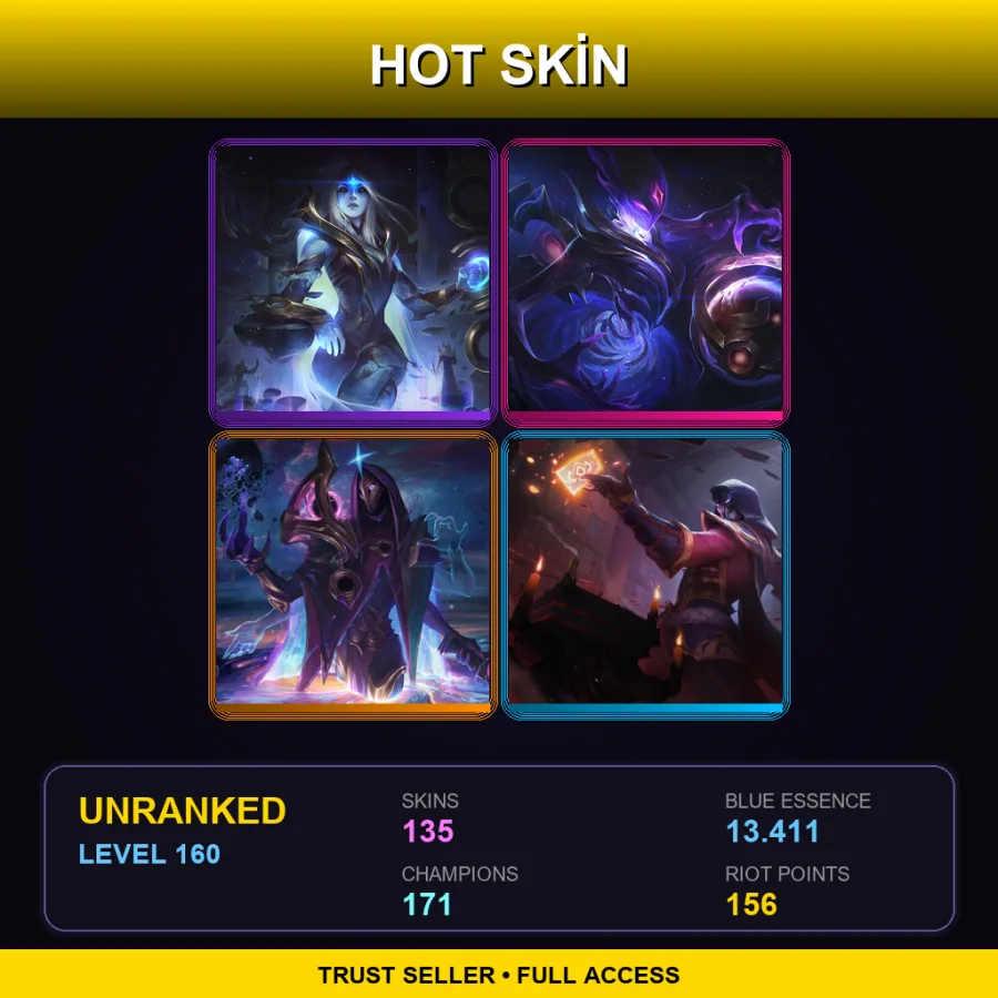 EUW | Lv160 | Unranked | 135 Skin | 171 Champ — LoL account