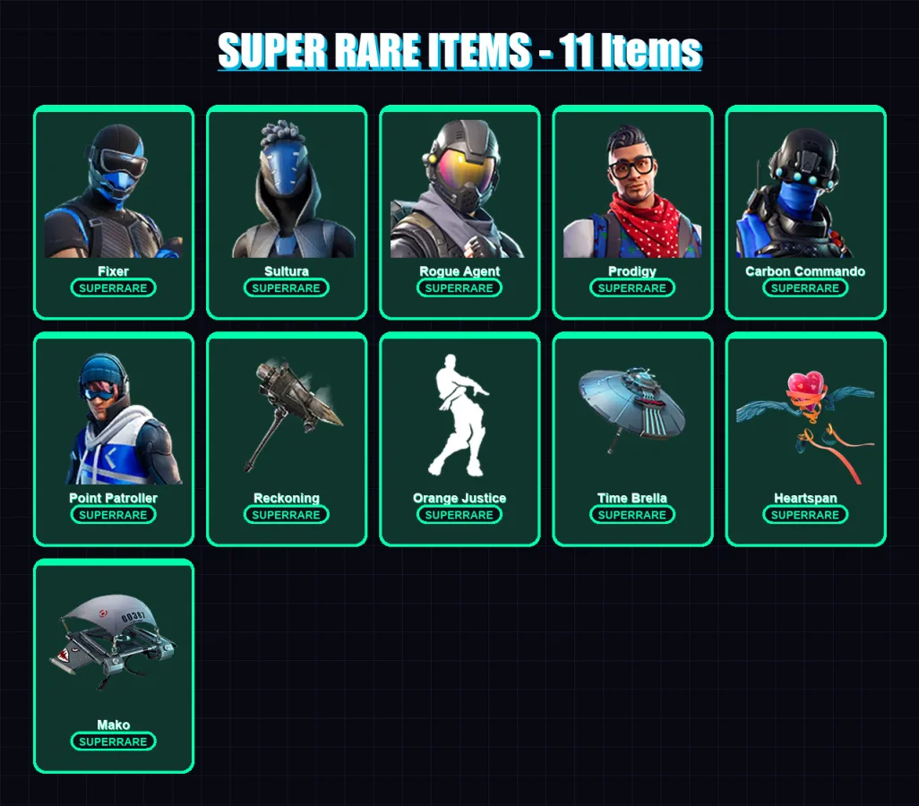 [PS4/PS5/XBOX/PC] | Fixer | Sultura | Rogue Agent | Prodigy | Carbon Commando | 64 skin | 107 pickaxe | 86 emote | 106 glider | Lv2000