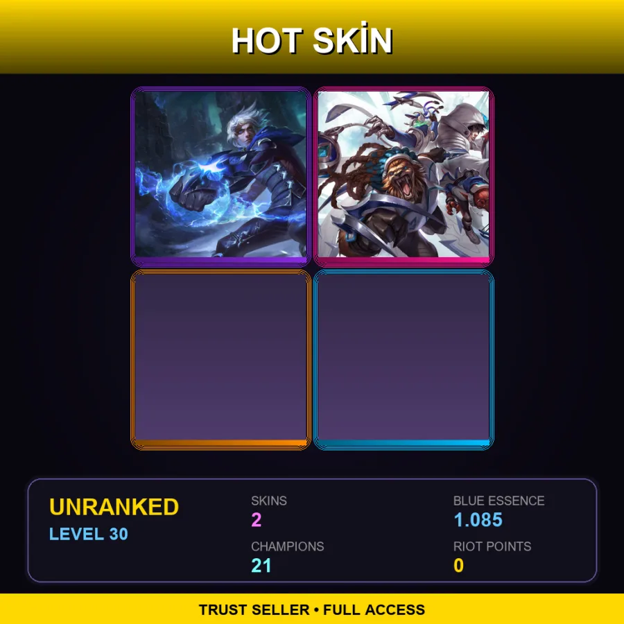 TR | Lv30 | Unranked | 2 Skin | 21 Champ — LoL account