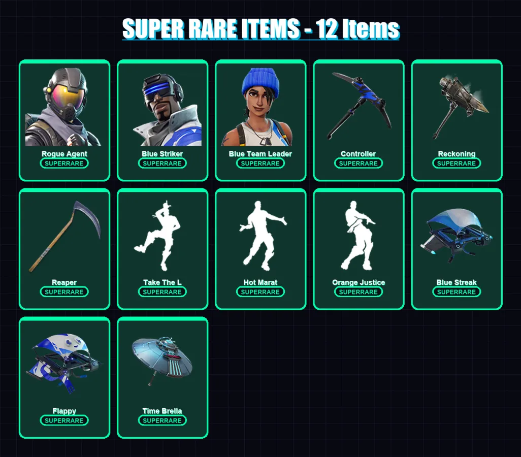 [PC/XBOX] | Rogue Agent | Blue Striker | Blue Team Leader | Dark Voyager | Calamity | 39 skin | 40 pickaxe | 42 emote | 33 glider | Lv437 — Fortnite account