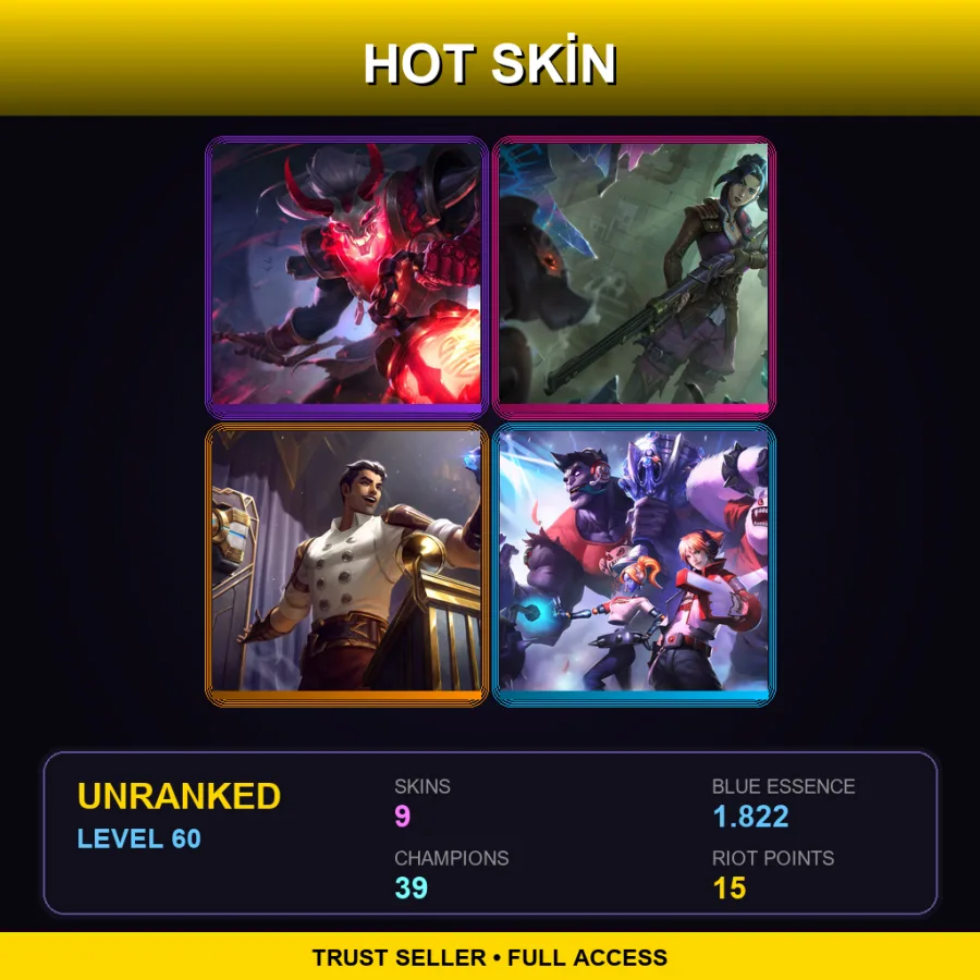 EUW | Lv60 | Unranked | 9 Skin | 39 Champ