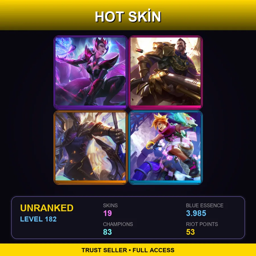 LAN | Lv182 | Unranked | 19 Skin | 83 Champ