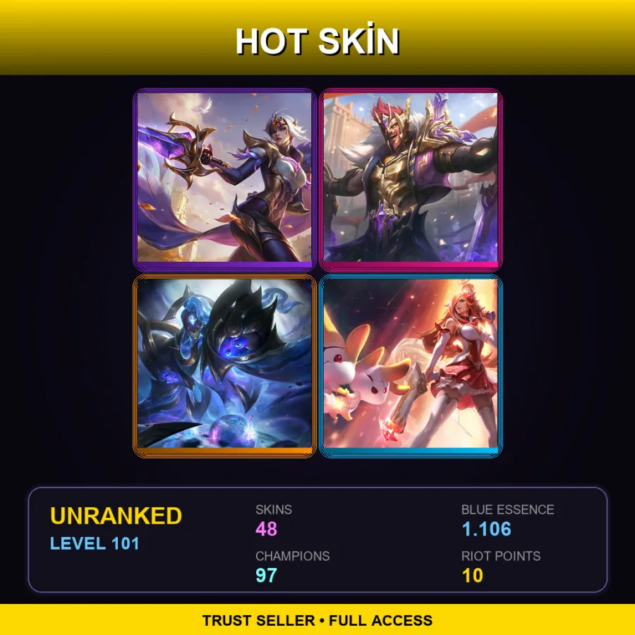 EUNE | Lv101 | Unranked | 48 Skin | 97 Champ — LoL account