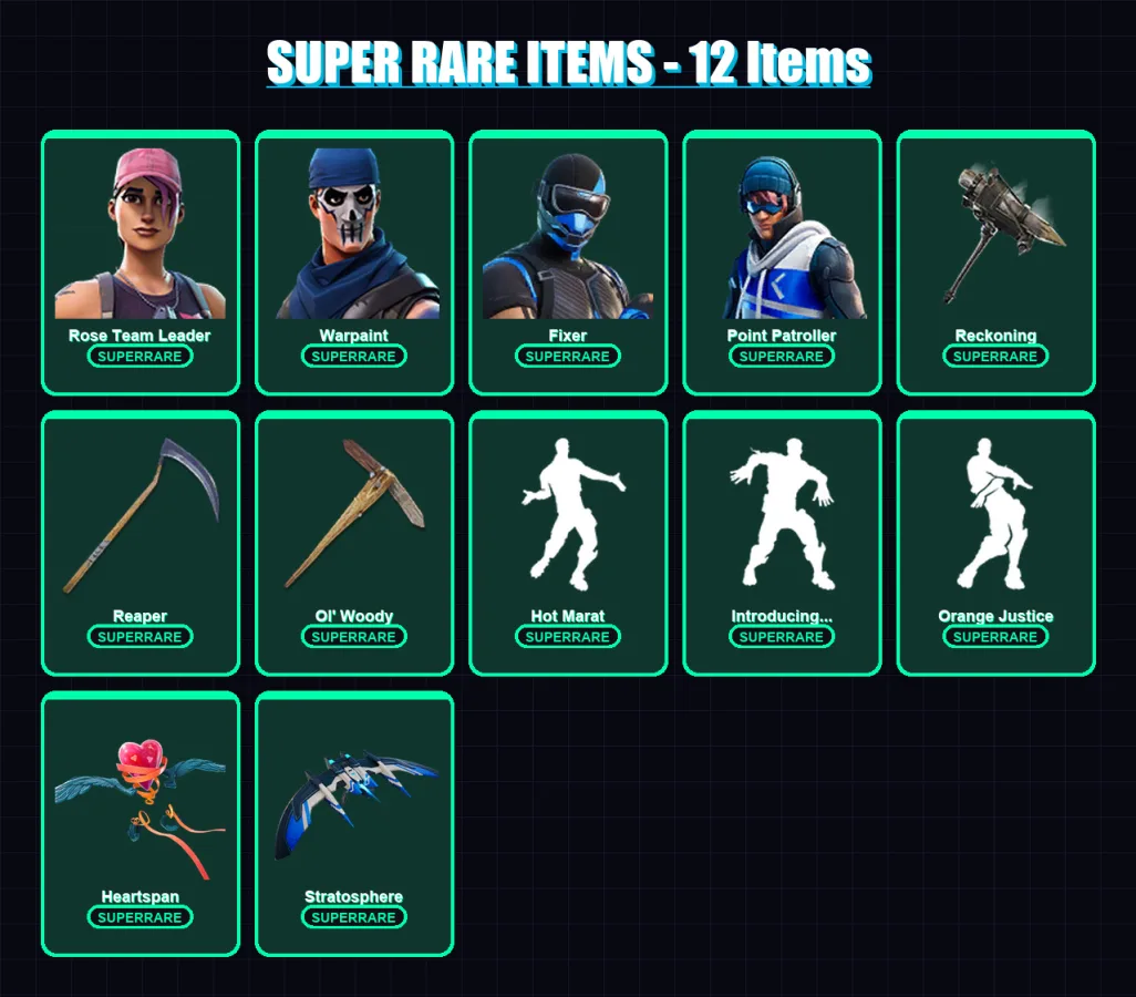 [PC/XBOX] | Rose Team Leader | Warpaint | Fixer | Point Patroller | The Prisoner | 78 skin | 86 pickaxe | 103 emote | 80 glider | Lv1135
