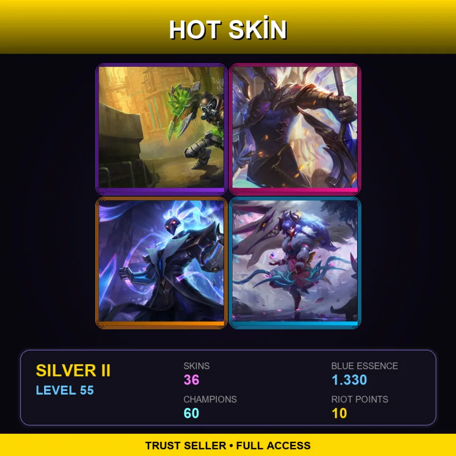 SG | Lv55 | Silver II | 36 Skin | 60 Champ