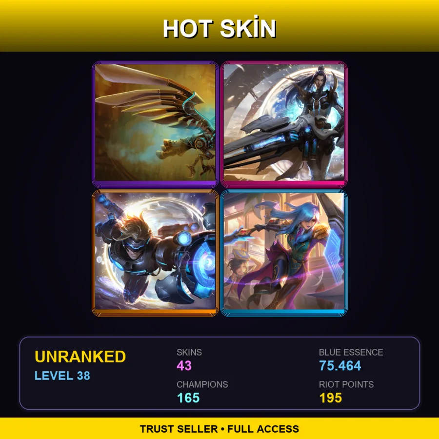 SG | Lv38 | Unranked | 43 Skin | 165 Champ