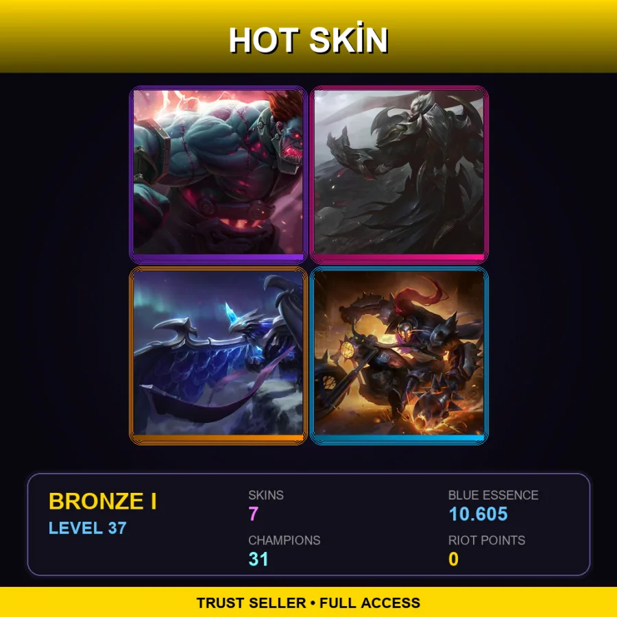 LAN | Lv37 | Bronze I | 7 Skin | 31 Champ — LoL account