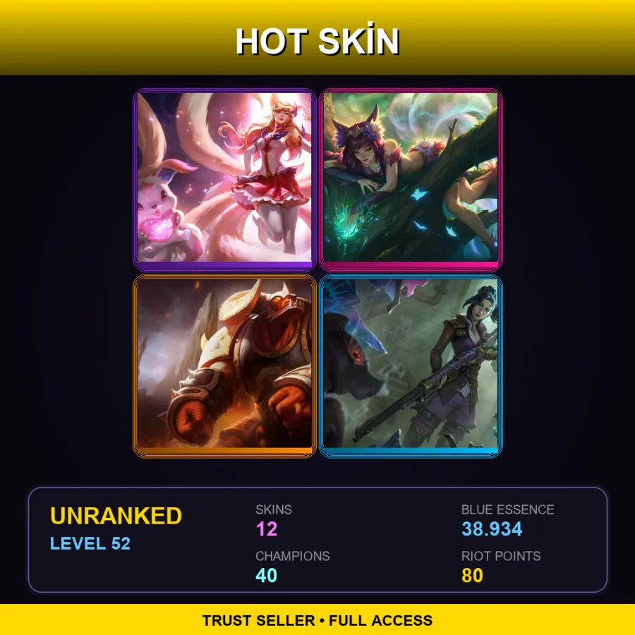 BR | Lv52 | Unranked | 12 Skin | 40 Champ — LoL account