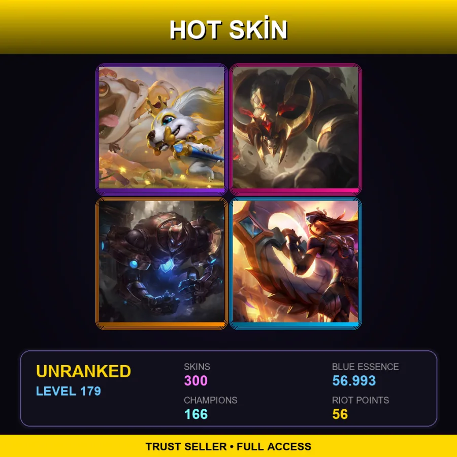 BR | Lv179 | Unranked | 300 Skin | 166 Champ