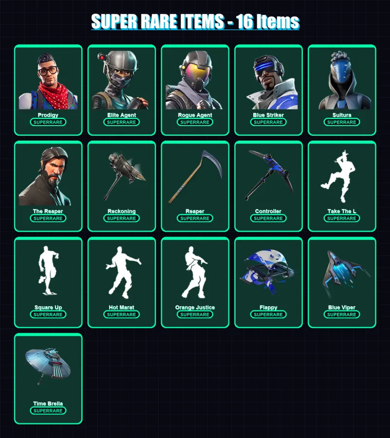 [PS4/PS5/PC] | Prodigy | Elite Agent | Rogue Agent | Blue Striker | Sultura | 127 skin | 107 pickaxe | 143 emote | 105 glider | Lv1701