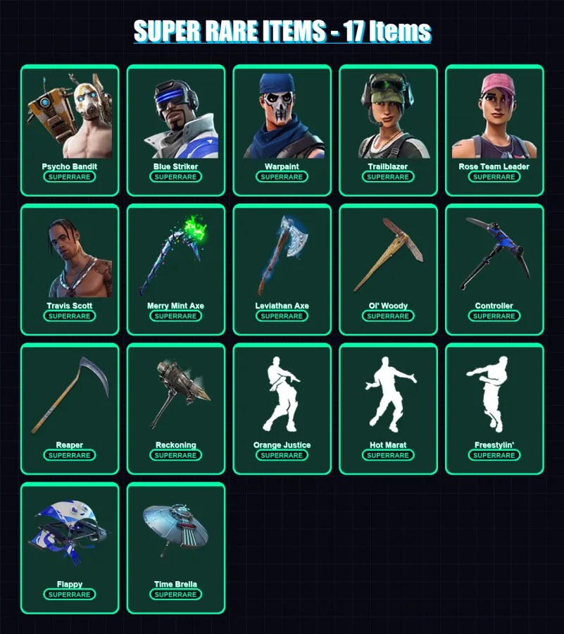 [PS4/PS5/PC] | Psycho Bandit | Blue Striker | Warpaint | Trailblazer | Rose Team Leader | 218 skin | 200 pickaxe | 169 emote | 163 glider | Lv2498