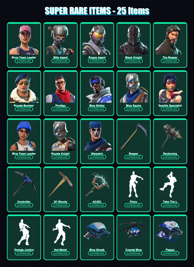 [PS4/PS5/XBOX/PC] | Rose Team Leader | Elite Agent | Rogue Agent | Black Knight | The Reaper | 110 skin | 63 pickaxe | 86 emote | 71 glider | Lv960 — Fortnite account