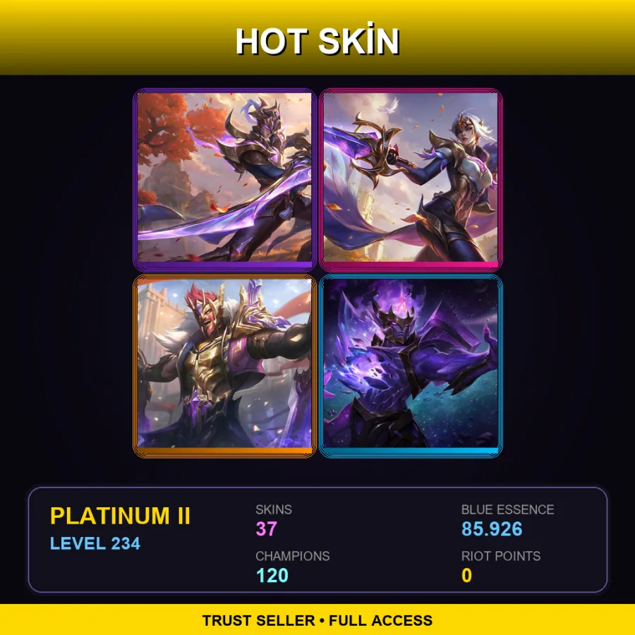 TR | Lv234 | Platinum II | 37 Skin | 120 Champ — LoL account