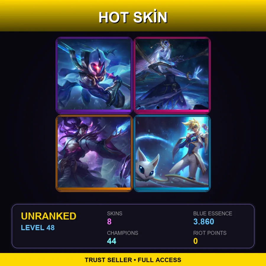 BR | Lv48 | Unranked | 8 Skin | 44 Champ — LoL account