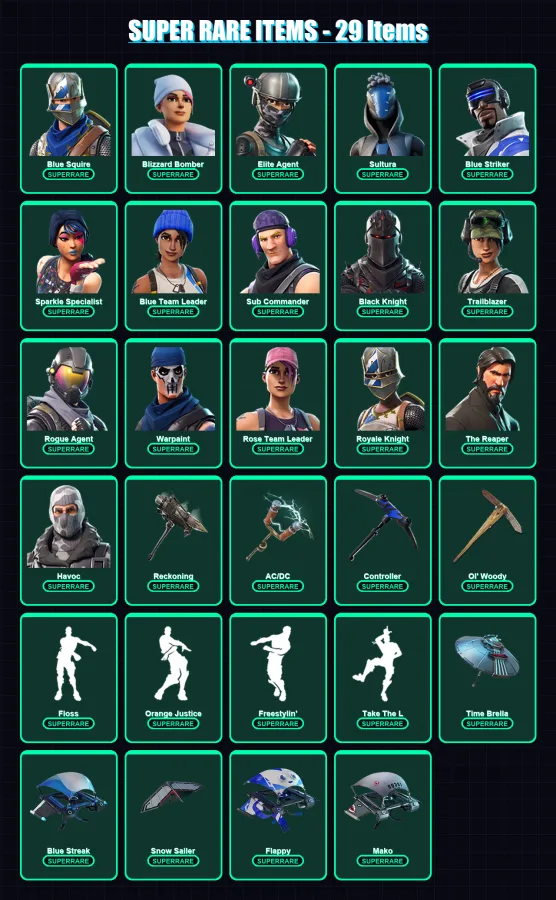 [PS4/PS5/PC] | Blue Squire | Blizzard Bomber | Elite Agent | Sultura | Blue Striker | 74 skin | 71 pickaxe | 72 emote | 67 glider | Lv781