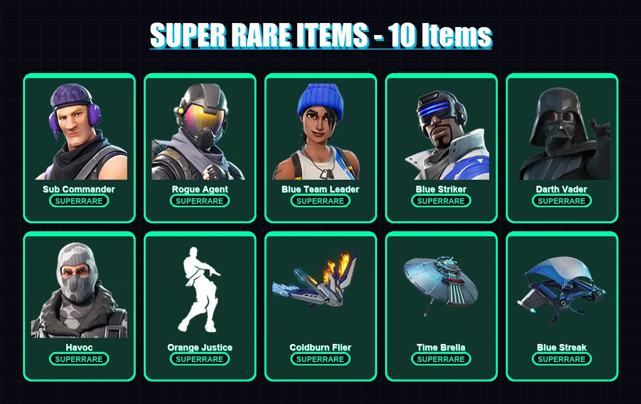 [PC/XBOX] | Sub Commander | Rogue Agent | Blue Team Leader | Blue Striker | Darth Vader | 162 skin | 176 pickaxe | 165 emote | 130 glider | Lv1420