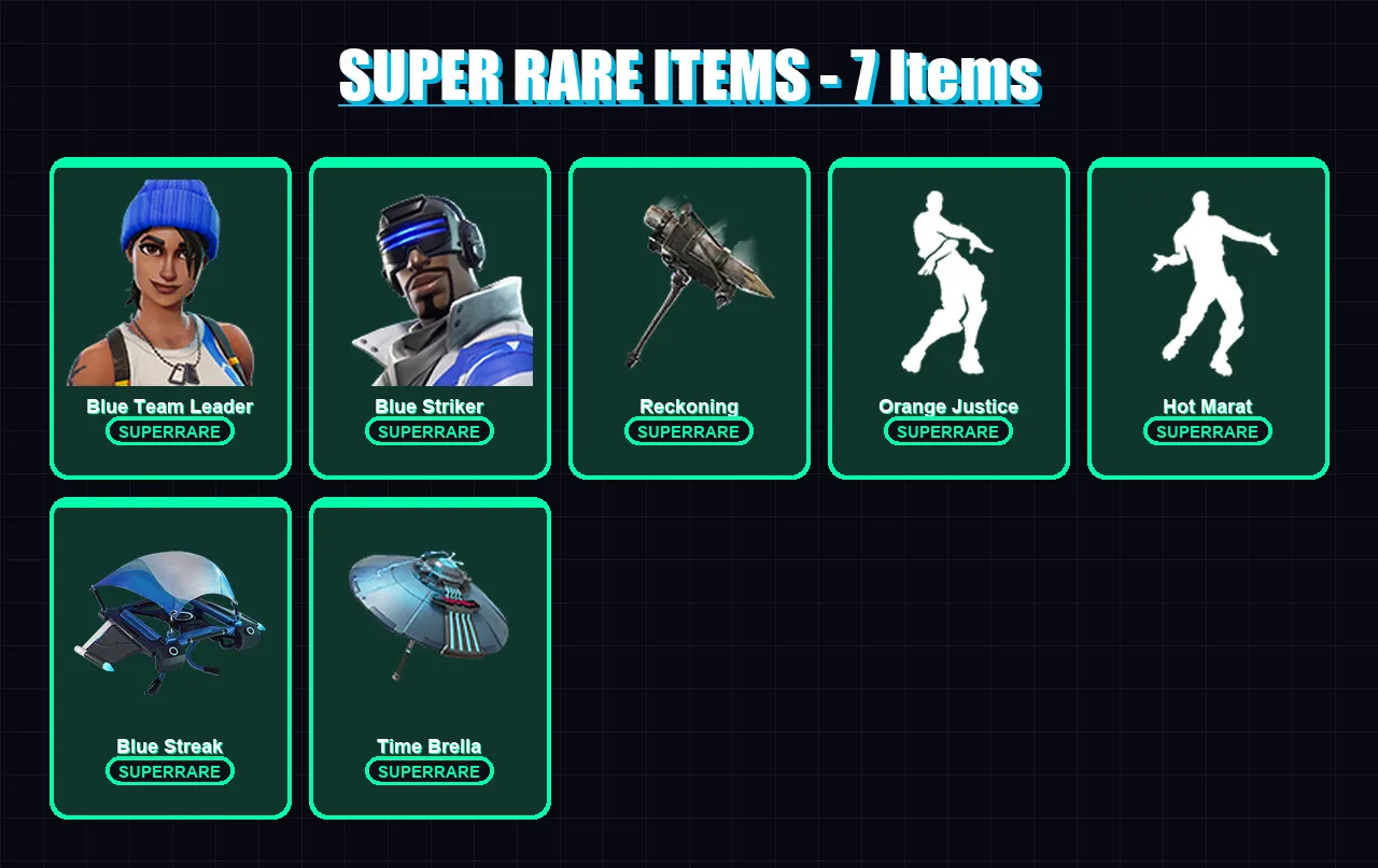 [PC/XBOX] | Blue Team Leader | Blue Striker | Drift | Enforcer | Omegarok | 43 skin | 33 pickaxe | 49 emote | 44 glider | Lv691