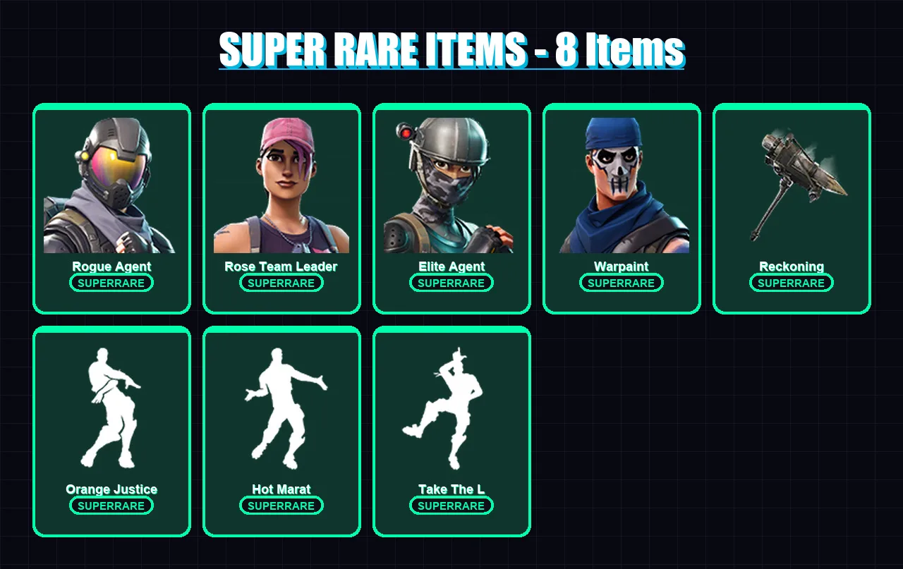 [PC/PSN] | Rogue Agent | Rose Team Leader | Elite Agent | Warpaint | Calamity | 39 skin | 25 pickaxe | 45 emote | 34 glider | Lv448