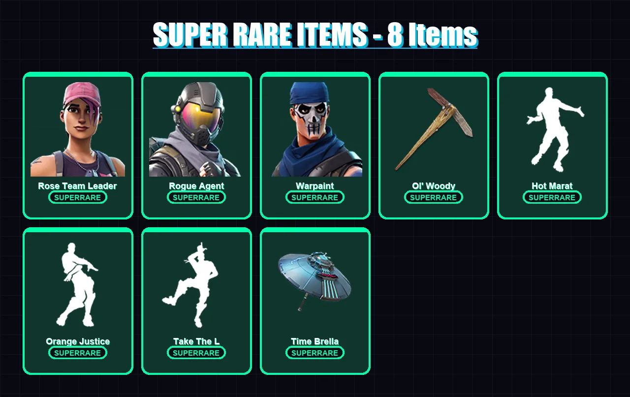 [PC/XBOX/PSN] | Rose Team Leader | Rogue Agent | Warpaint | Frozen Love Ranger | Dark Voyager | 57 skin | 52 pickaxe | 55 emote | 58 glider | Lv670