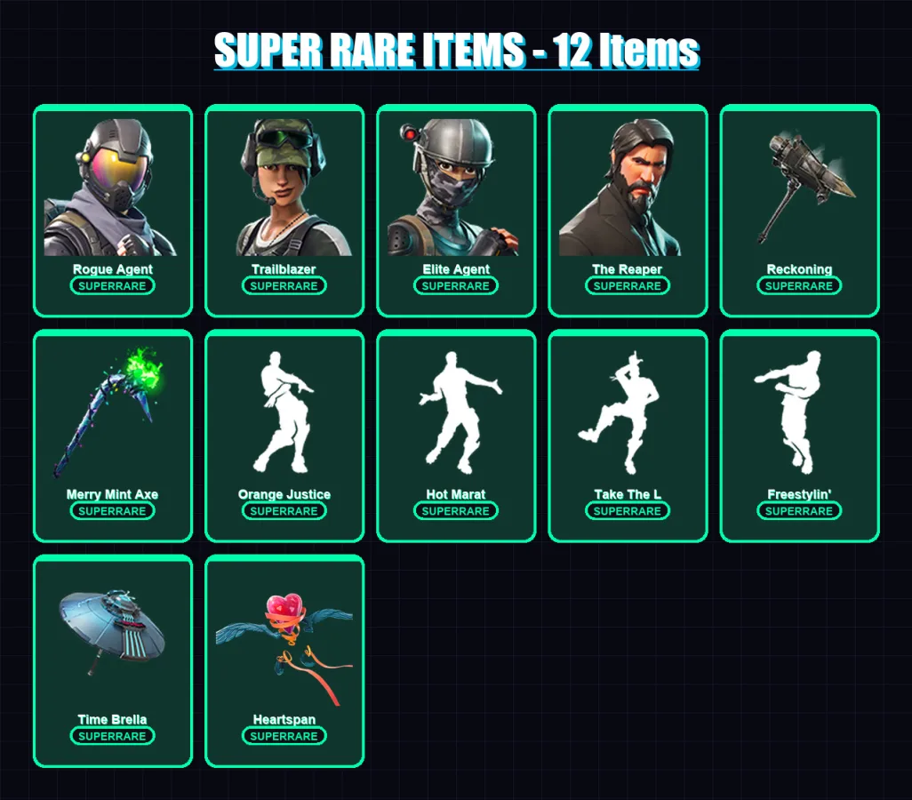[PC/XBOX/PSN] | Rogue Agent | Trailblazer | Elite Agent | The Reaper | Enforcer | 105 skin | 130 pickaxe | 129 emote | 120 glider | Lv1924