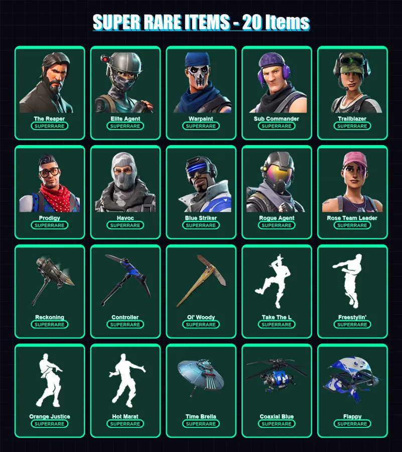 [PC/XBOX/PSN] | The Reaper | Elite Agent | Warpaint | Sub Commander | Trailblazer | 152 skin | 144 pickaxe | 158 emote | 147 glider | Lv2293