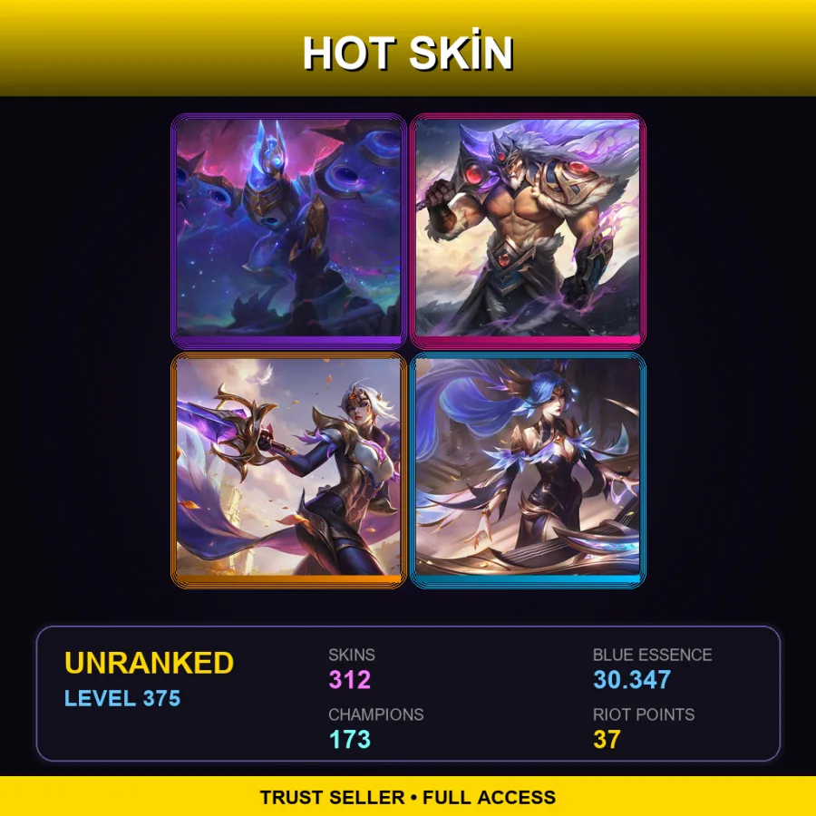 VN | Lv375 | Unranked | 312 Skin | 173 Champ