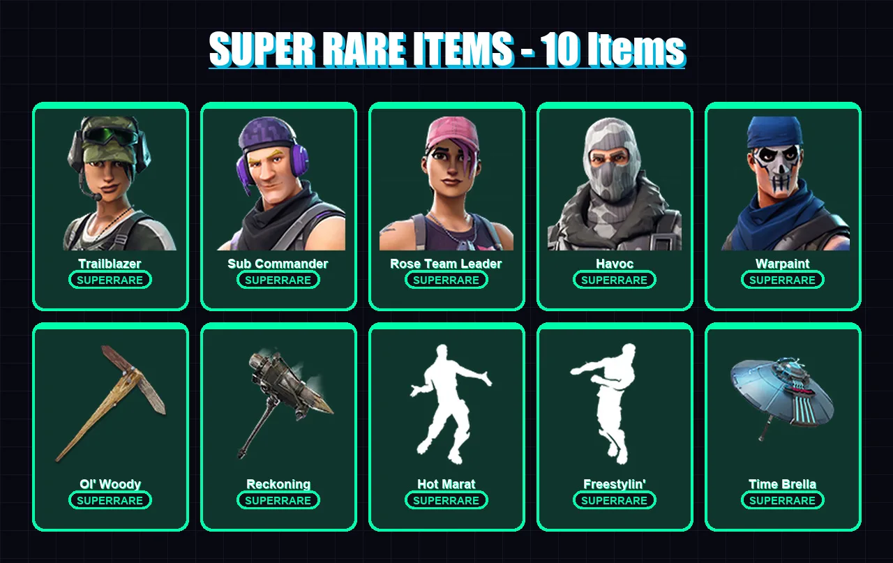 [PC/XBOX/PSN] | Trailblazer | Sub Commander | Rose Team Leader | Havoc | Warpaint | 274 skin | 258 pickaxe | 206 emote | 190 glider | Lv2827
