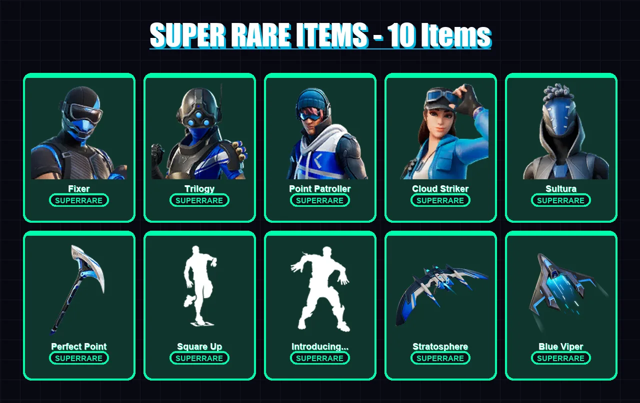 [PS4/PS5/XBOX/PC] | Fixer | Trilogy | Point Patroller | Cloud Striker | Sultura | 20 skin | 29 pickaxe | 44 emote | 26 glider | Lv546