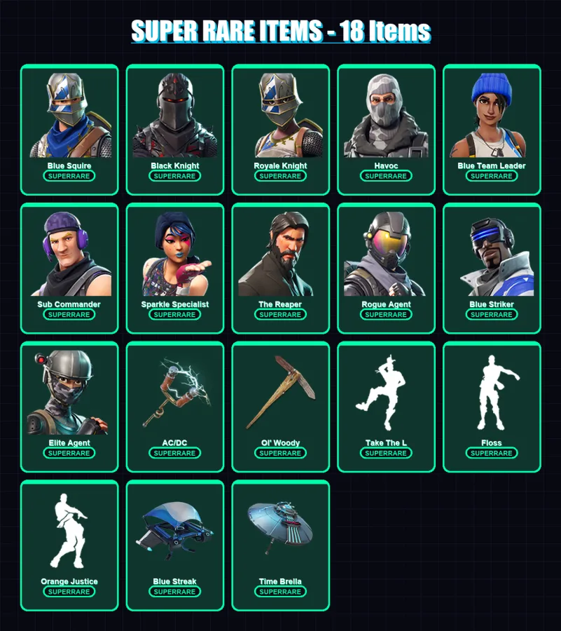 [PC] | Blue Squire | Black Knight | Royale Knight | Havoc | Blue Team Leader | 82 skin | 91 pickaxe | 72 emote | 89 glider | Lv1142