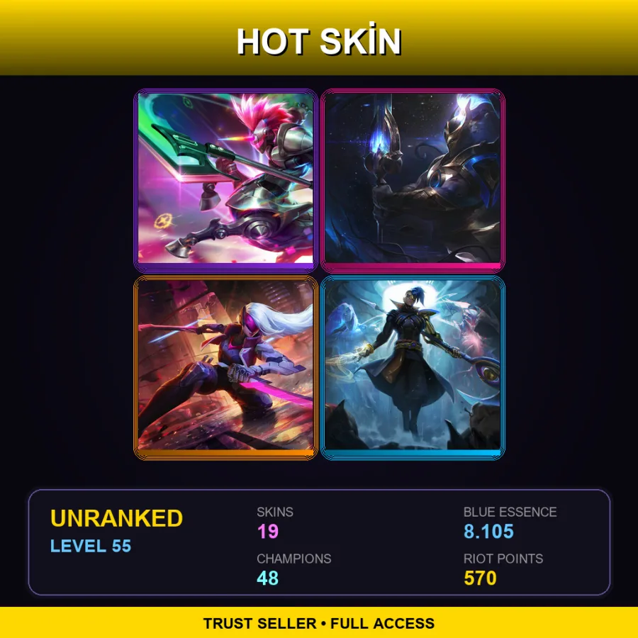 BR | Lv55 | Unranked | 19 Skin | 48 Champ — LoL account