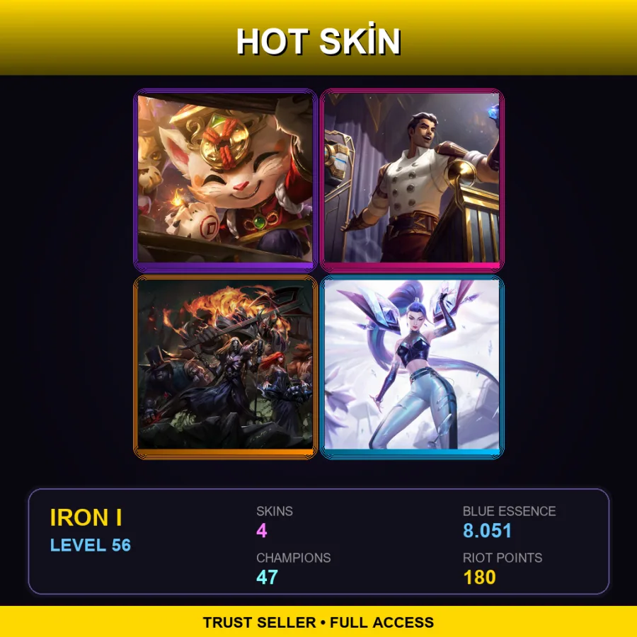 EUNE | Lv56 | Iron I | 4 Skin | 47 Champ