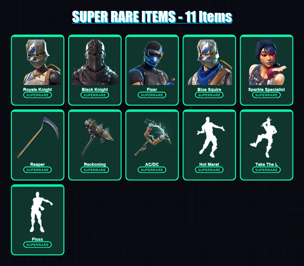 [SWITCH/XBOX/PC] | Royale Knight | Black Knight | Fixer | Blue Squire | Sparkle Specialist | 28 skin | 74 pickaxe | 50 emote | 49 glider | Lv914