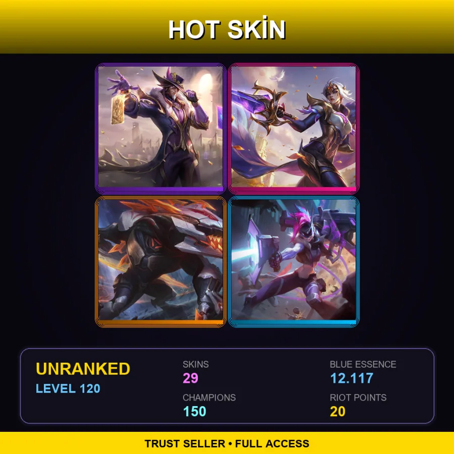 EUNE | Lv120 | Unranked | 29 Skin | 150 Champ — Unranked / Smurf League of Legends