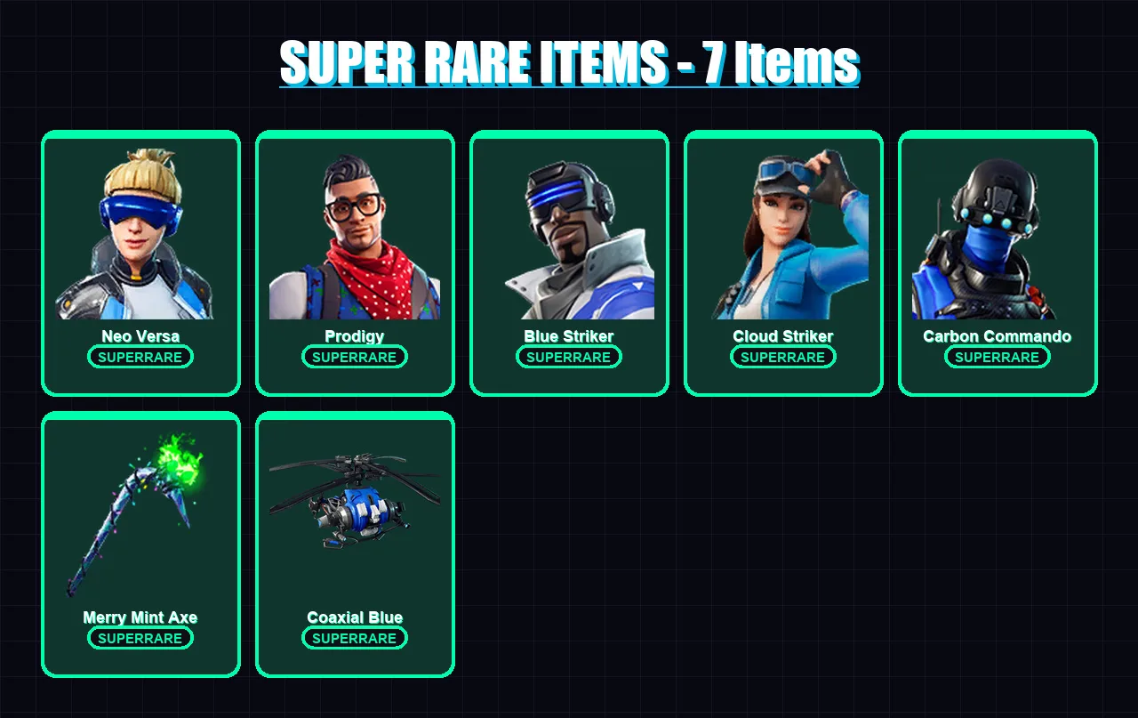 [SWITCH/XBOX/PSN/PC] | Neo Versa | Prodigy | Blue Striker | Cloud Striker | Carbon Commando | 12 skin | 21 pickaxe | 19 emote | 18 glider | Lv335 — Fortnite account