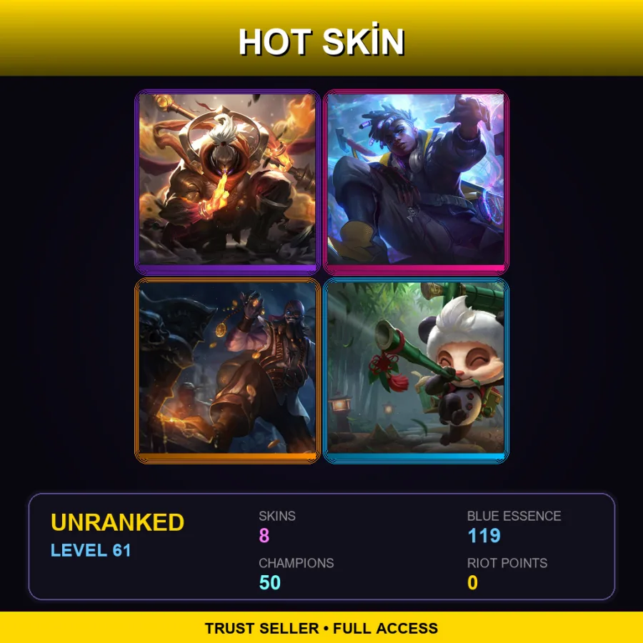 LAS | Lv61 | Unranked | 8 Skin | 50 Champ — Panda Teemo