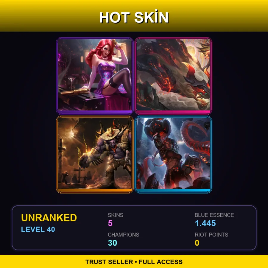 TR | Lv40 | Unranked | 5 Skin | 30 Champ