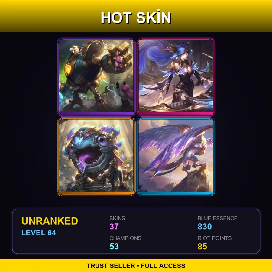 EUW | Victorious Blitzcrank | Victorious Sona | Victorious Kog'Maw | Victorious Anivia | 37 Skin | 53 Champ | Lv64