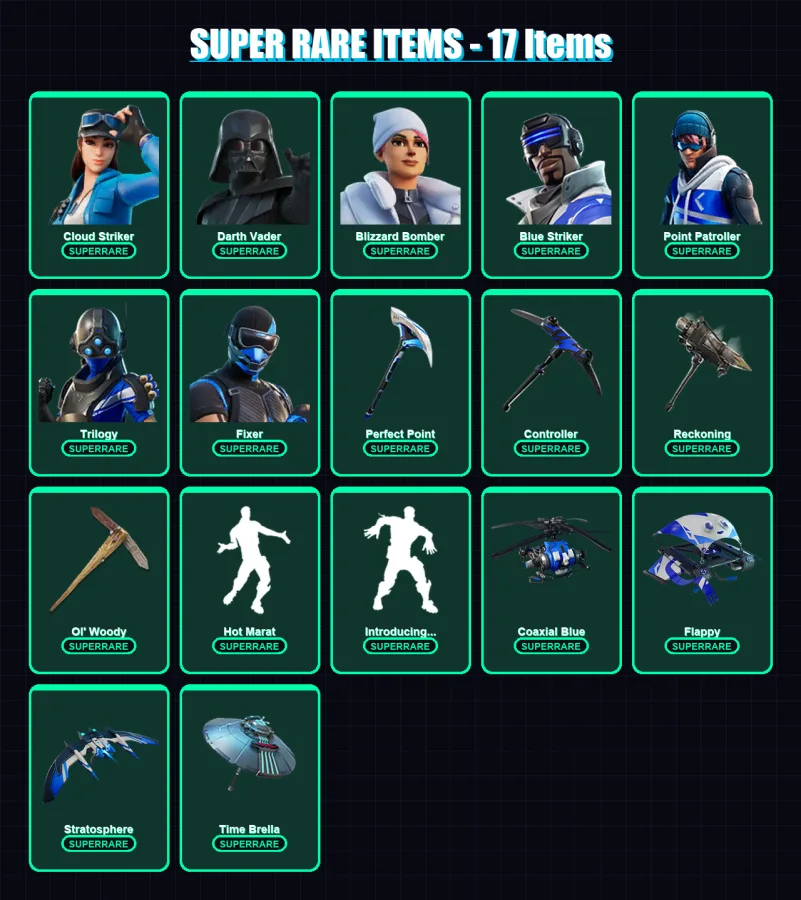 [PS4/PS5/XBOX/PC] | Cloud Striker | Darth Vader | Blizzard Bomber | 118 skin | Lv1870