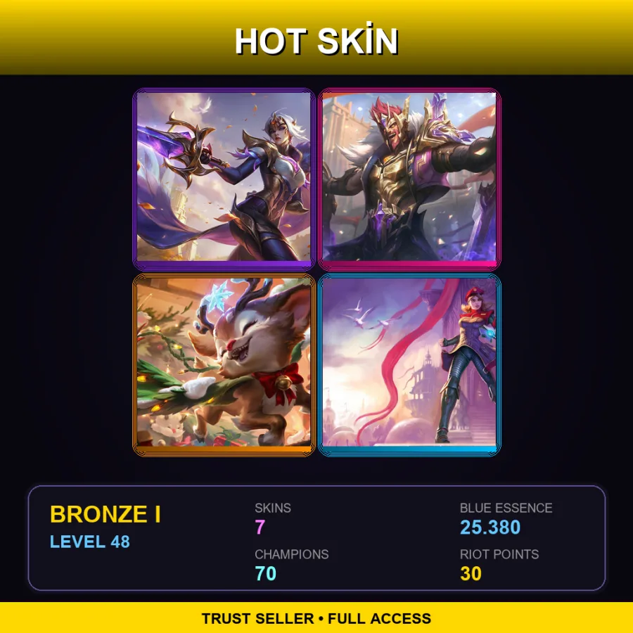 TR | Lv48 | Bronze I | 7 Skin | 70 Champ — LoL account