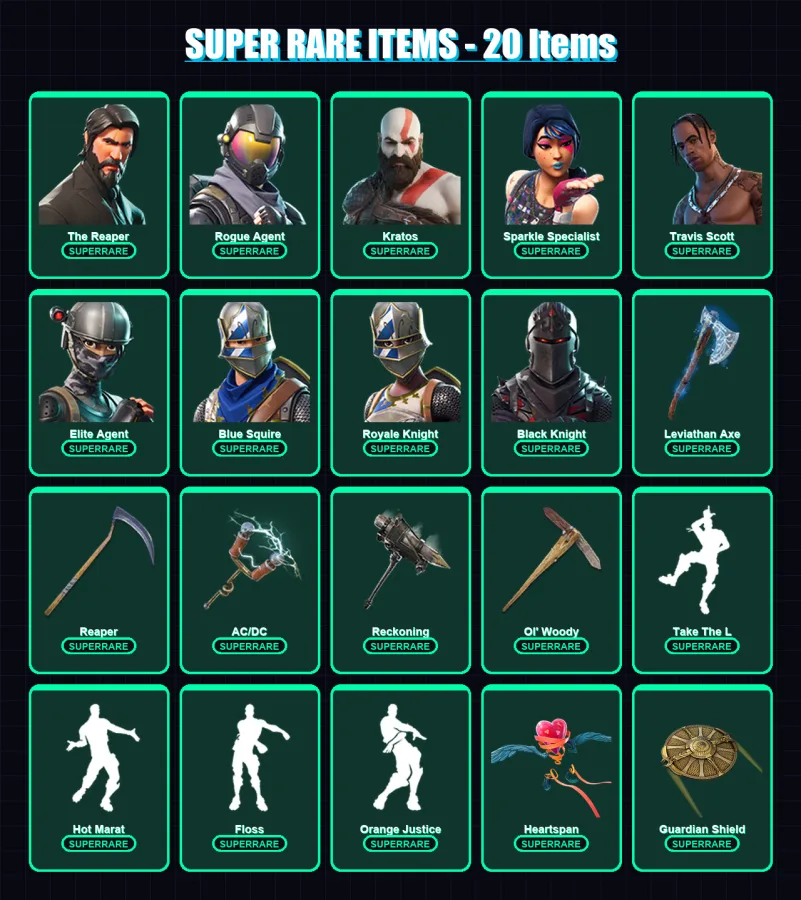 [PC/XBOX/PSN] | The Reaper | Rogue Agent | Kratos | Sparkle Specialist | Travis Scott | 119 skin | 99 pickaxe | 102 emote | 83 glider | Lv1088 — Fortnite account