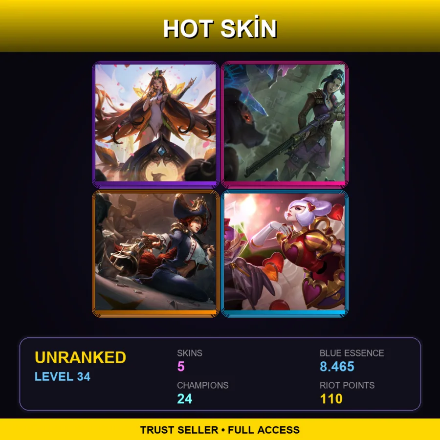 TR | Lv34 | Unranked | 5 Skin | 24 Champ — LoL account