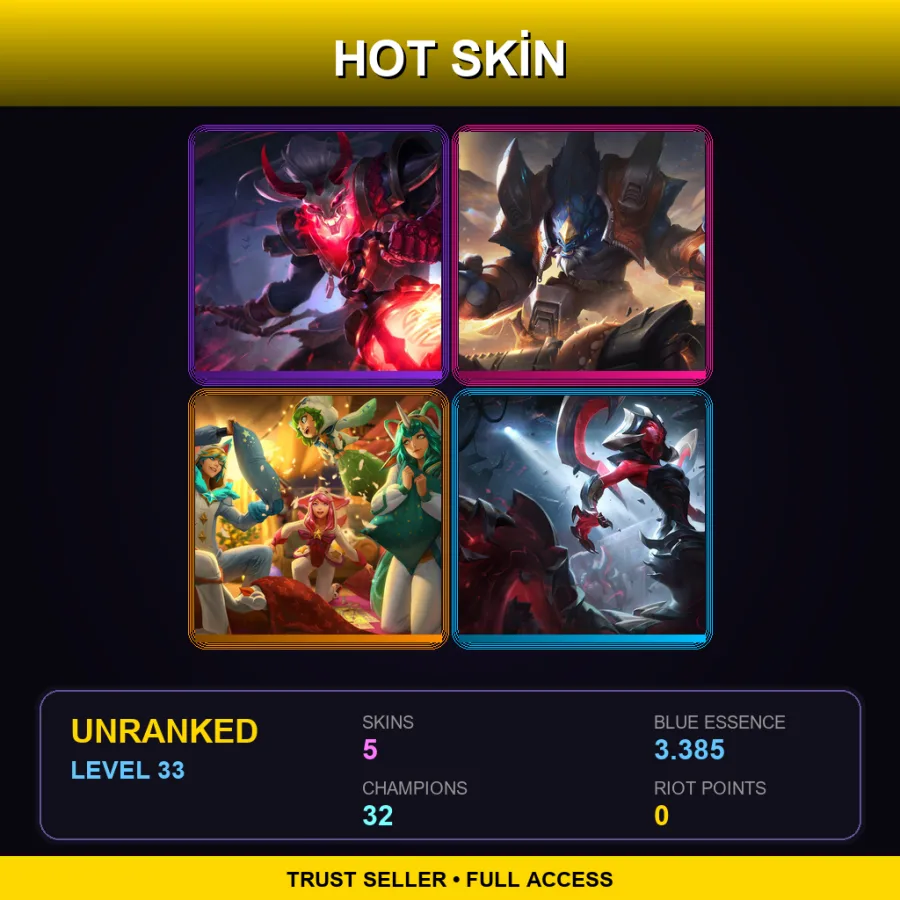 EUW | Lv33 | Unranked | 5 Skin | 32 Champ — Blood Moon Thresh