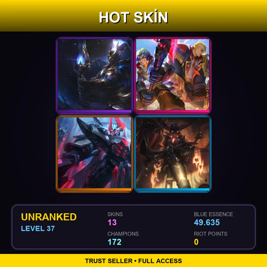 TW | Lv37 | Unranked | 13 Skin | 172 Champ — LoL account