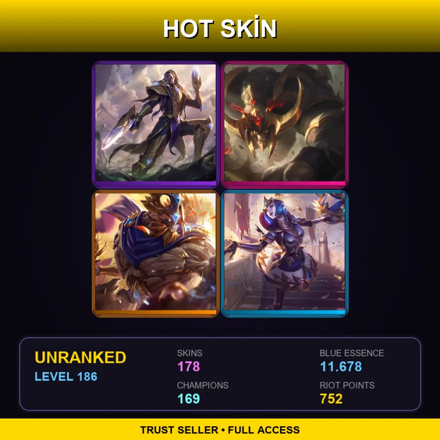 EUW | Lv186 | Unranked | 178 Skin | 169 Champ