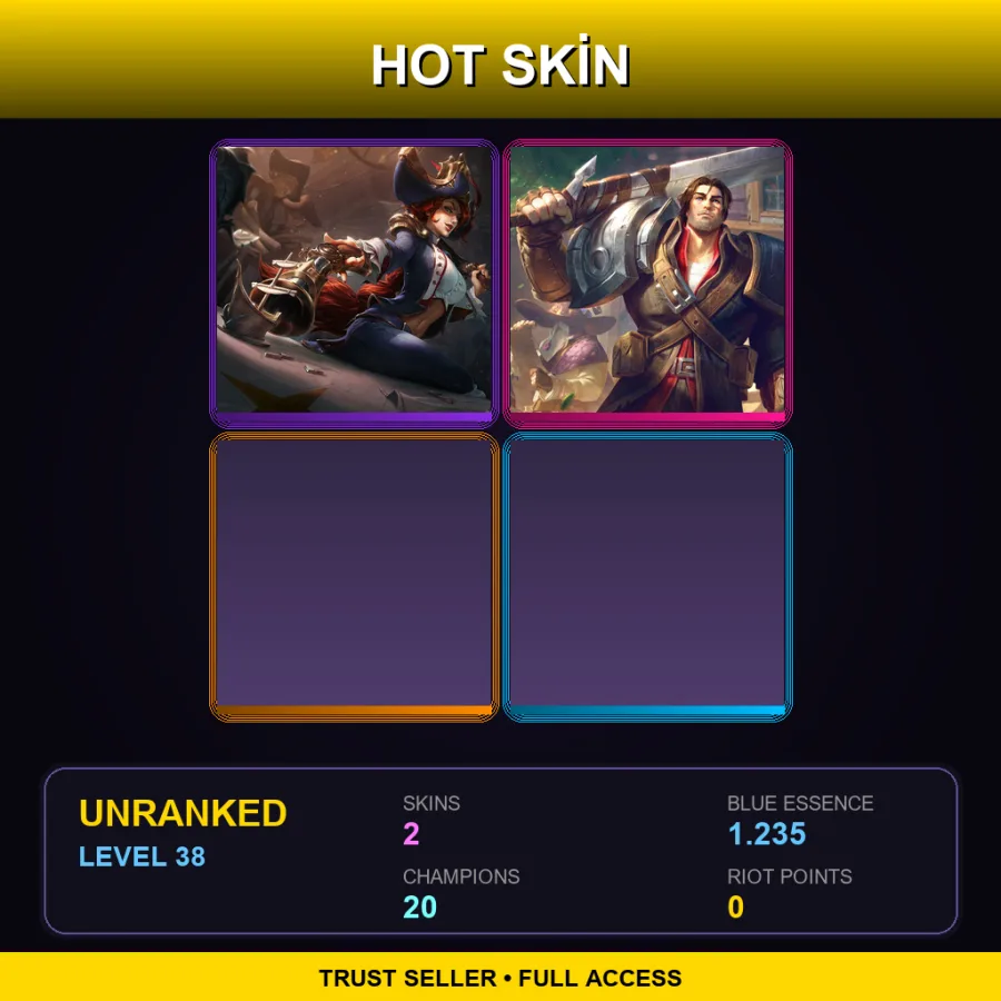 EUW | Waterloo Miss Fortune | Rugged Garen | 2 Skin | 20 Champ | Lv38